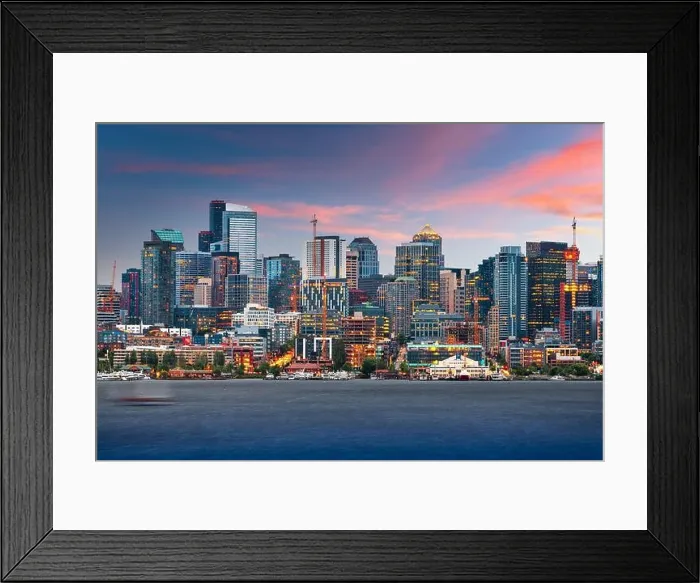 Framed Print : Seattle, Washington, USA skyline on Lake Union at dusk Framed Print : Seattle, Washington, USA skyline on Lake Union at dusk