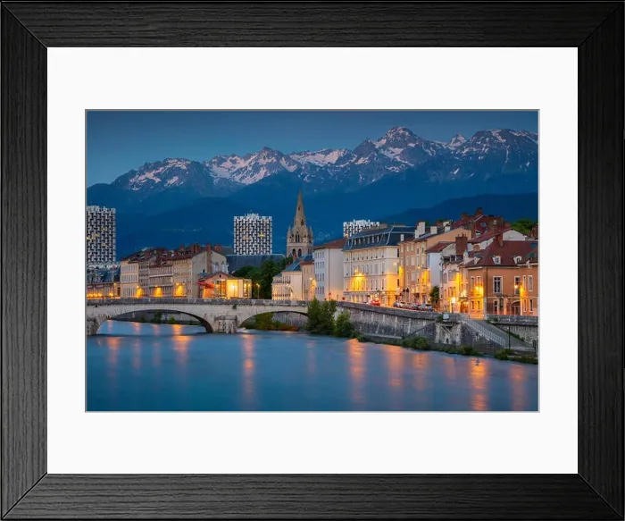 Framed Print : Grenoble. Cityscape image of Grenoble, France during twilight blue hour Framed Print : Grenoble. Cityscape image of Grenoble, France during twilight blue hour