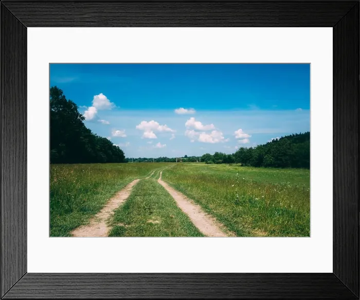 Framed Print : road, field and forest Framed Print : road, field and forest