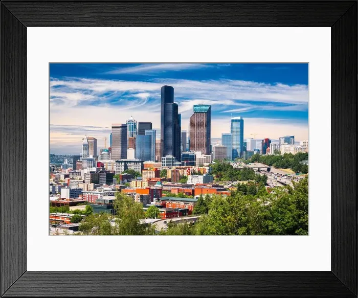Framed Print : Seattle, Washington, USA downtown skyline and highways in the afternoon Framed Print : Seattle, Washington, USA downtown skyline and highways in the afternoon