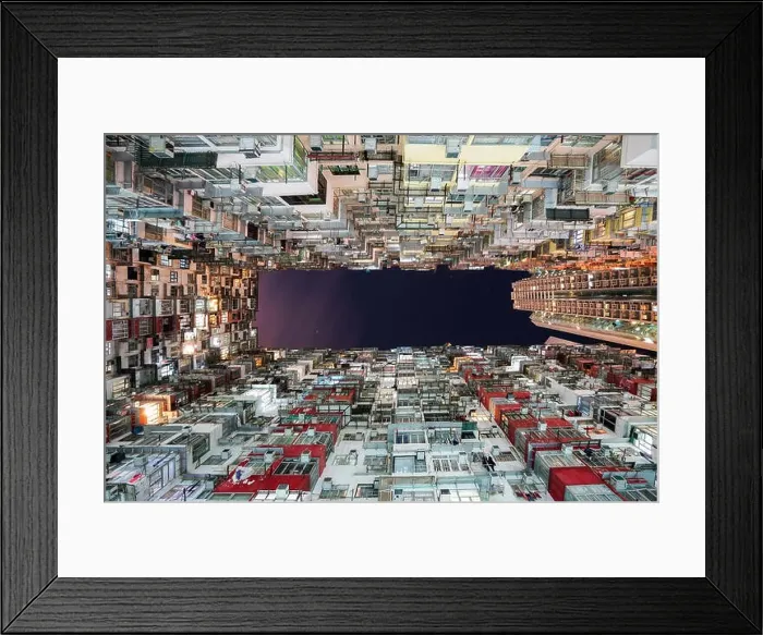Framed Print : Hong Kong city residences area. Low angle view image of a crowded residential building in community in Quarry Bay at night, Hong Kong Framed Print : Hong Kong city residences area. Low angle view image of a crowded residential building in community in Quarry Bay at night, Hong Kong