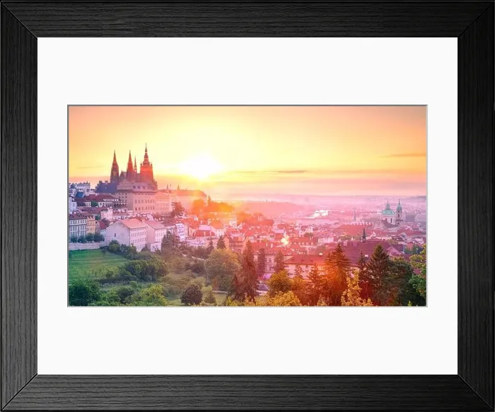Framed Print : Prague Panorama. Aerial cityscape image of Prague, capital city of Czech Republic with St. Vitus Cathedral during summer sunrise Framed Print : Prague Panorama. Aerial cityscape image of Prague, capital city of Czech Republic with St. Vitus Cathedral during summer sunrise