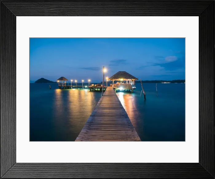 Framed Print : Wooden pier and hut in Phuket, Thailand. Summer, Travel, Vacation and Holiday concept Framed Print : Wooden pier and hut in Phuket, Thailand. Summer, Travel, Vacation and Holiday concept