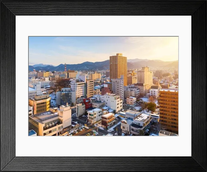 Framed Print : Yamagata, Japan downtown city skyline in the morning time Framed Print : Yamagata, Japan downtown city skyline in the morning time