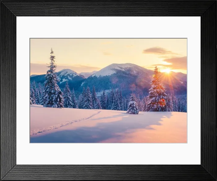 Framed Print : Dramatic wintry scene with snowy trees Framed Print : Dramatic wintry scene with snowy trees