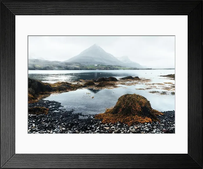 Framed Print : Typical Iceland landscape with ship Framed Print : Typical Iceland landscape with ship