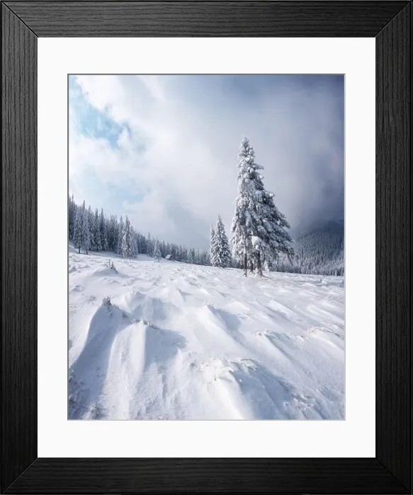 Framed Print : Fantastic winter landscape with snowy trees. Carpathian mountains, Ukraine, Europe. Christmas holiday concept Framed Print : Fantastic winter landscape with snowy trees. Carpathian mountains, Ukraine, Europe. Christmas holiday concept