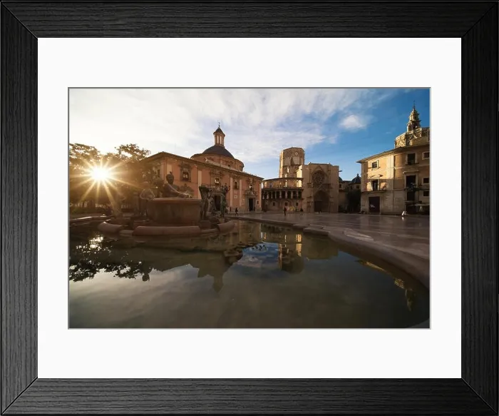 Framed Print : Fountain Rio Turia on Square of the Virgin Saint Mary, Valencia Cathedral, Basilica of Virgen the Helpless during sunrise in Valencia, Spain Framed Print : Fountain Rio Turia on Square of the Virgin Saint Mary, Valencia Cathedral, Basilica of Virgen the Helpless during sunrise in Valencia, Spain