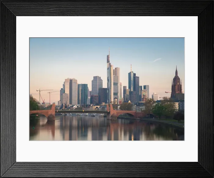 Framed Print : Skyline of Frankfurt city in Germany. Frankfurt is financial center city of Germany Framed Print : Skyline of Frankfurt city in Germany. Frankfurt is financial center city of Germany