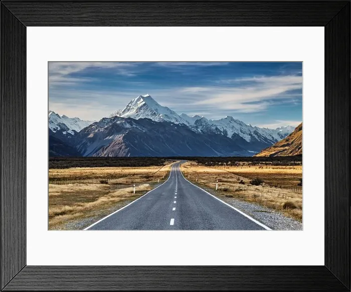 Framed Print : Road to the Mount Cook the highest pick of New Zealand, South Island Framed Print : Road to the Mount Cook the highest pick of New Zealand, South Island