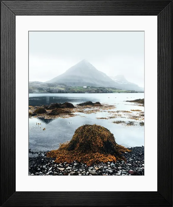 Framed Print : Typical Iceland landscape with ship Framed Print : Typical Iceland landscape with ship
