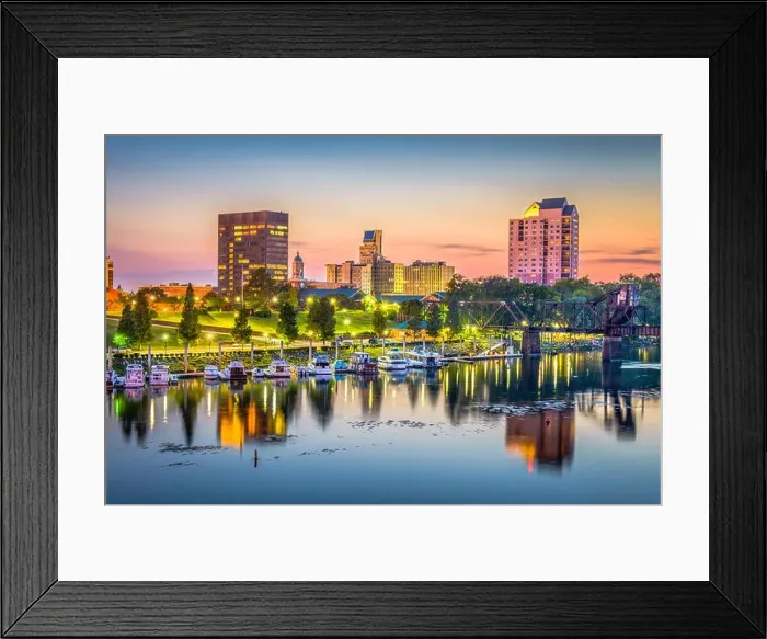 Framed Print : Augusta, Georgia, USA skyline on the Savannah River at dusk Framed Print : Augusta, Georgia, USA skyline on the Savannah River at dusk