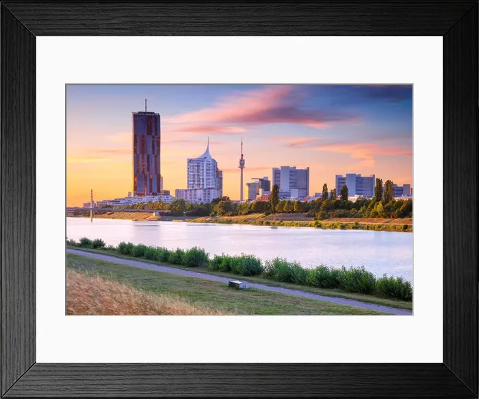 Framed Print : Vienna. Cityscape image of contemporary district of Vienna capital city of Austria during sunset Framed Print : Vienna. Cityscape image of contemporary district of Vienna capital city of Austria during sunset