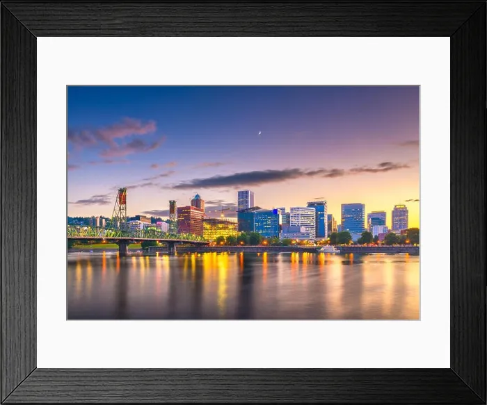 Framed Print : Portland, Oregon, USA skyline at dusk on the Willamette River Framed Print : Portland, Oregon, USA skyline at dusk on the Willamette River