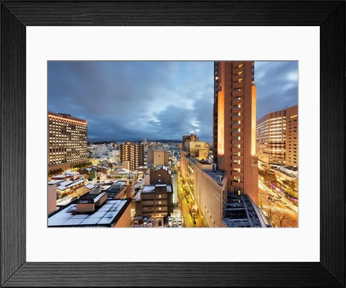 Framed Print : Kanazawa, Ishikawa, Japan downtown city skyline in winter at twilight Framed Print : Kanazawa, Ishikawa, Japan downtown city skyline in winter at twilight