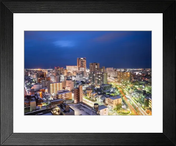 Framed Print : Kanazawa, Ishikawa, Japan downtown city skyline in winter at twilight Framed Print : Kanazawa, Ishikawa, Japan downtown city skyline in winter at twilight