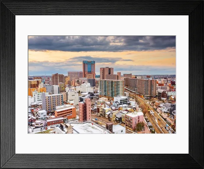 Framed Print : Kanazawa, Ishikawa, Japan downtown city skyline in winter at twilight Framed Print : Kanazawa, Ishikawa, Japan downtown city skyline in winter at twilight