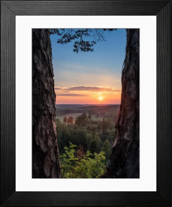 Framed Print : Scenery landscape view with beautiful sunset and evening light at summer in Finland Framed Print : Scenery landscape view with beautiful sunset and evening light at summer in Finland