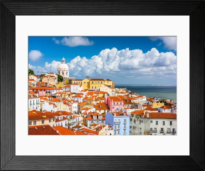 Framed Print : Lisbon, Portugal city skyline over the Alfama district Framed Print : Lisbon, Portugal city skyline over the Alfama district