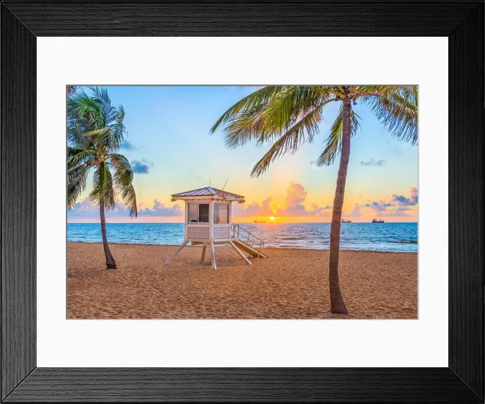 Framed Print : Fort Lauderdale, Florida, USA beach and life guard tower at sunrise Framed Print : Fort Lauderdale, Florida, USA beach and life guard tower at sunrise