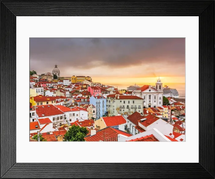 Framed Print : Lisbon, Portugal city skyline over the Alfama district Framed Print : Lisbon, Portugal city skyline over the Alfama district