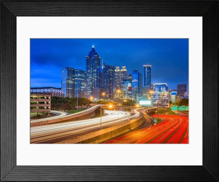 Framed Print : Atlanta, Georgia, USA downtown skyline over the highways at dusk Framed Print : Atlanta, Georgia, USA downtown skyline over the highways at dusk