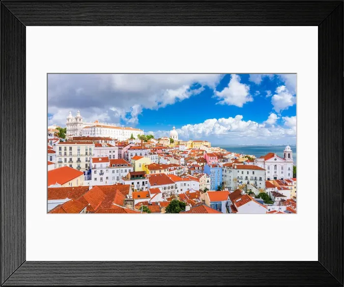 Framed Print : Lisbon, Portugal city skyline over the Alfama district Framed Print : Lisbon, Portugal city skyline over the Alfama district