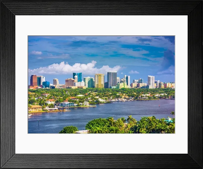 Framed Print : Fort Lauderdale, Florida, USA skyline and river Framed Print : Fort Lauderdale, Florida, USA skyline and river
