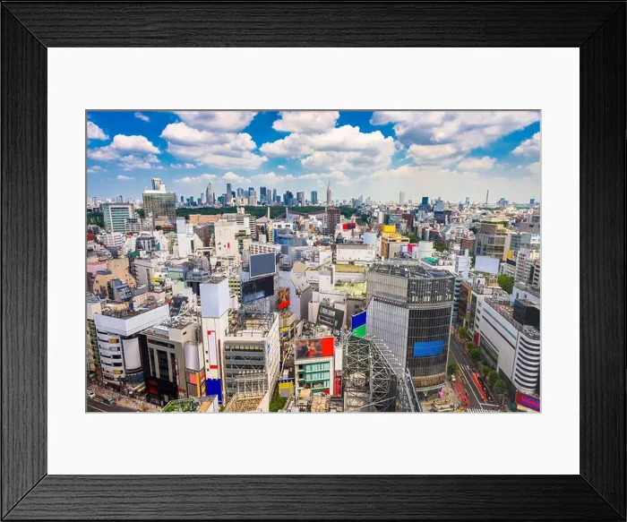 Framed Print : Shibuya, Tokyo, Japan city skyline towards Shinjuku Ward in the distance