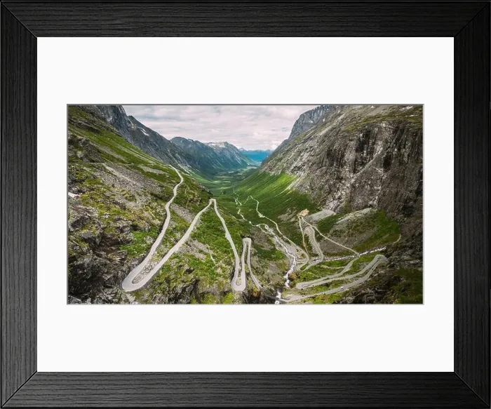 Framed Print : Trollstigen, Andalsnes, Norway. Serpentine Mountain Road Trollstigen. Famous Norwegian Landmark And Popular Destination. Norwegian County Road 63 In Framed Print : Trollstigen, Andalsnes, Norway. Serpentine Mountain Road Trollstigen. Famous Norwegian Landmark And Popular Destination. Norwegian County Road 63 In