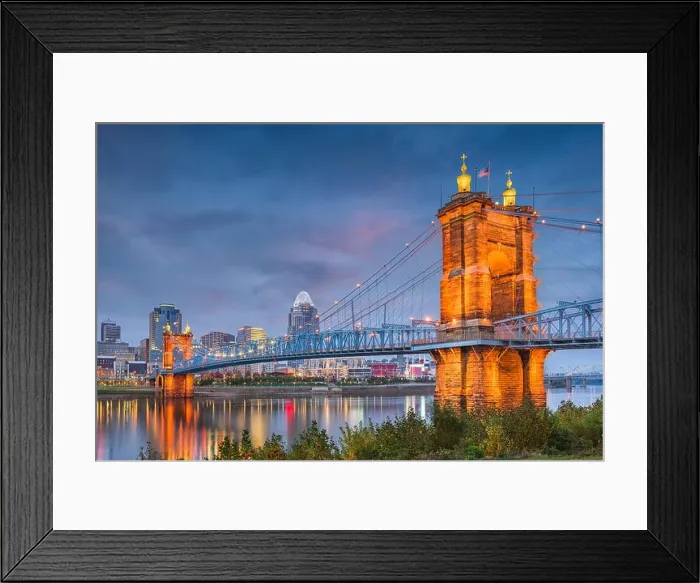 Framed Print : Cincinnati, Ohio, USA skyline on the river at dusk Framed Print : Cincinnati, Ohio, USA skyline on the river at dusk