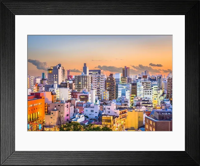 Framed Print : Tokyo, Japan apartment buildings and cityscape in Sumida Ward at dusk Framed Print : Tokyo, Japan apartment buildings and cityscape in Sumida Ward at dusk