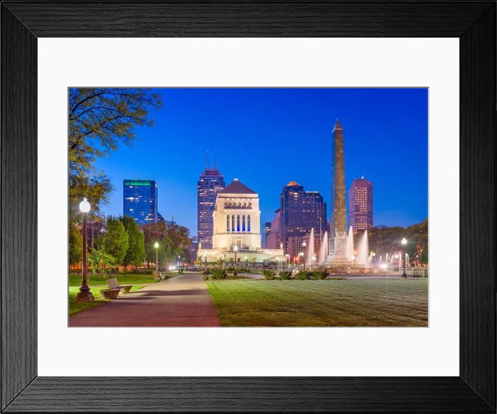 Framed Print : Indianapolis, Indiana, USA war memorials and skyline
