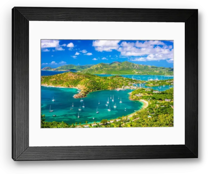 Framed Print : Shirley Heights, Antigua and Barbuda view from the overlook Framed Print : Shirley Heights, Antigua and Barbuda view from the overlook