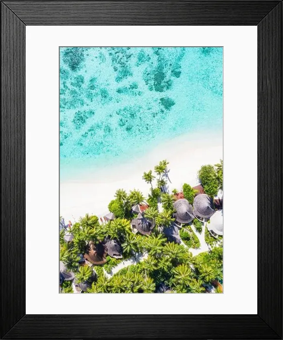 Framed Print : Aerial photo of beautiful Maldives paradise tropical beach. Amazing view, blue turquoise lagoon water, palm trees and white sandy beach. Luxury travel Framed Print : Aerial photo of beautiful Maldives paradise tropical beach. Amazing view, blue turquoise lagoon water, palm trees and white sandy beach. Luxury travel