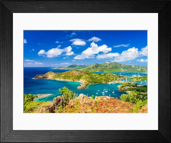 Framed Print : Shirley Heights, Antigua and Barbuda view from the overlook Framed Print : Shirley Heights, Antigua and Barbuda view from the overlook