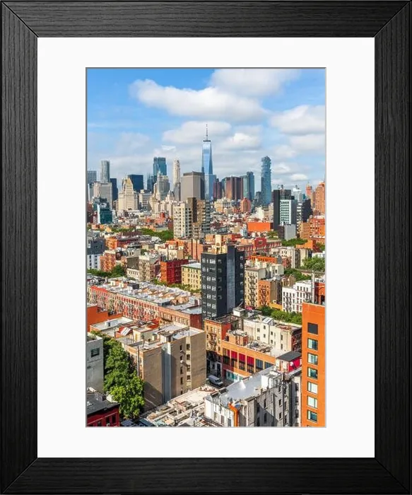 Framed Print : New York, New York, USA Lower Manhattan city skyline rooftop view from the Lower East in the afternoon