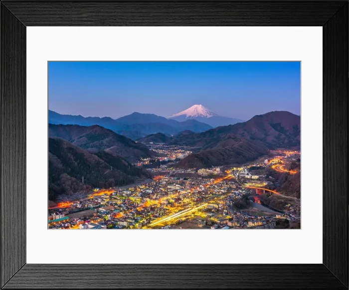 Framed Print : Otsuki, Japan Skyline with Mt. Fuji Framed Print : Otsuki, Japan Skyline with Mt. Fuji