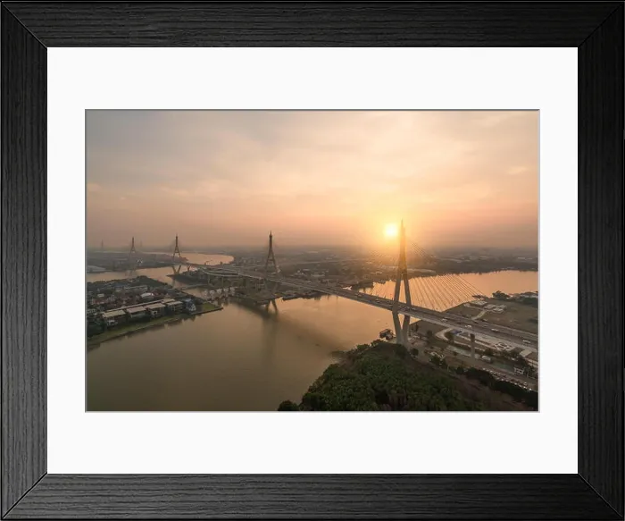 Framed Print : Bhumibol Bridge also known as the Industrial Ring Road Bridge is part of the Industrial Ring Road connecting southern Bangkok with Samut Prakan Provin Framed Print : Bhumibol Bridge also known as the Industrial Ring Road Bridge is part of the Industrial Ring Road connecting southern Bangkok with Samut Prakan Provin