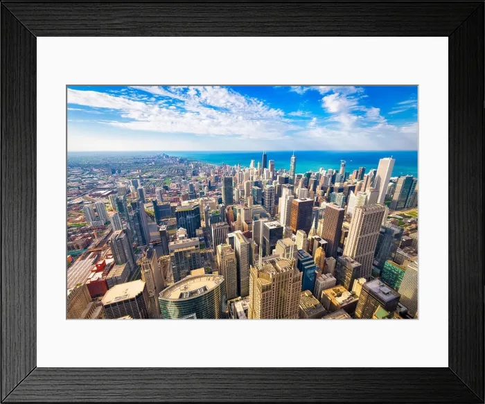 Framed Print : Chicago, Illinois, USA aerial downtown skyline in the afternoon towards Lake Michigan Framed Print : Chicago, Illinois, USA aerial downtown skyline in the afternoon towards Lake Michigan