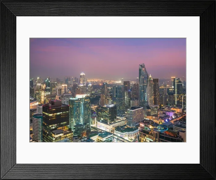 Framed Print : Modern building in Bangkok business district at Bangkok city with skyline in night, Thailand Framed Print : Modern building in Bangkok business district at Bangkok city with skyline in night, Thailand