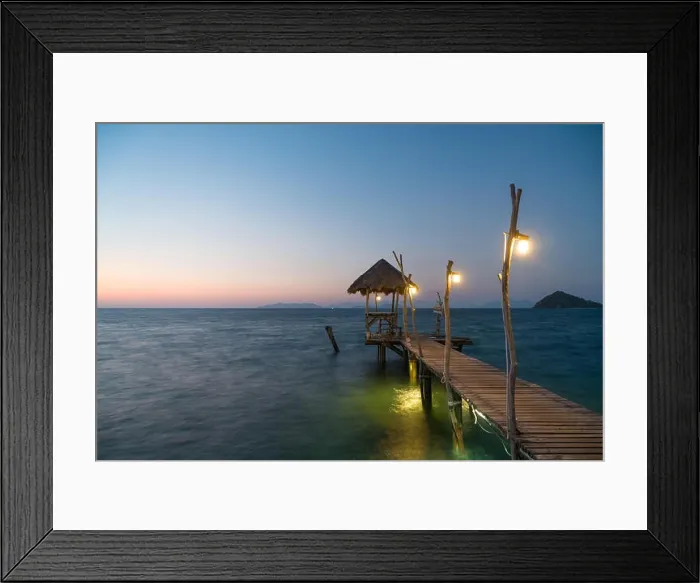 Framed Print : Wooden pier between sunset in Phuket, Thailand. Summer, Travel, Vacation and Holiday concept Framed Print : Wooden pier between sunset in Phuket, Thailand. Summer, Travel, Vacation and Holiday concept