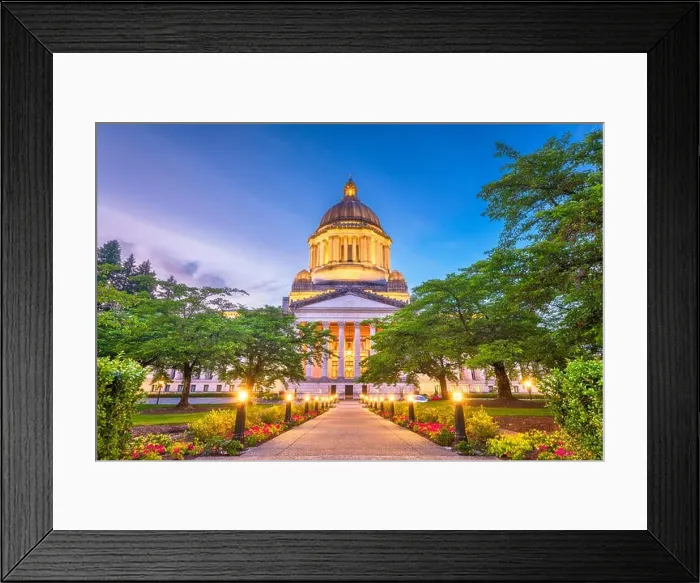 Framed Print : Olympia, Washington, USA state capitol building at dusk Framed Print : Olympia, Washington, USA state capitol building at dusk