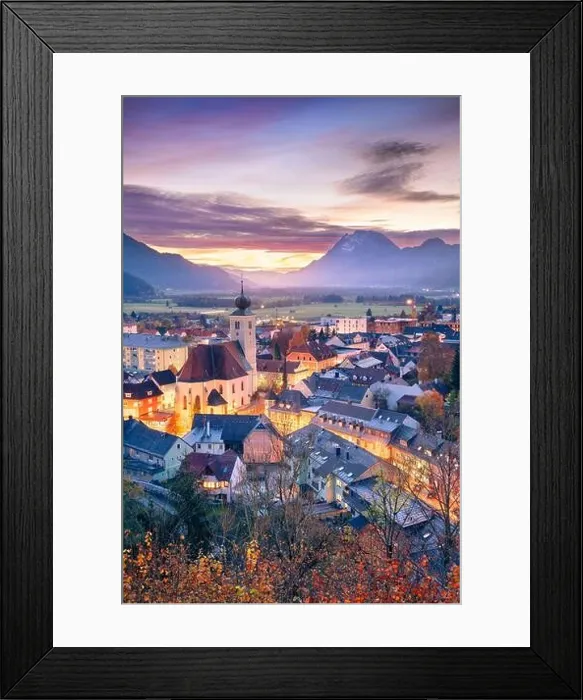 Framed Print : Liezen, Austria. Cityscape image of Liezen, Austria at beautiful autumn sunset Framed Print : Liezen, Austria. Cityscape image of Liezen, Austria at beautiful autumn sunset