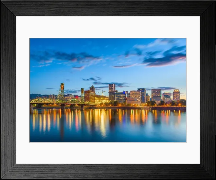 Framed Print : Portland, Oregon, USA skyline at dusk on the Willamette River Framed Print : Portland, Oregon, USA skyline at dusk on the Willamette River