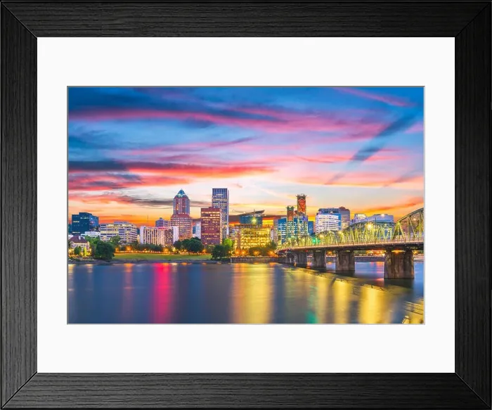 Framed Print : Portland, Oregon, USA skyline at dusk on the Willamette River Framed Print : Portland, Oregon, USA skyline at dusk on the Willamette River