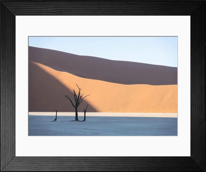 Framed Print : Dead Camelthorn Trees at sunrise, Deadvlei, Namib-Naukluft National Park, Namibia, Africa. Dried trees in Namib desert. Landscape photography Framed Print : Dead Camelthorn Trees at sunrise, Deadvlei, Namib-Naukluft National Park, Namibia, Africa. Dried trees in Namib desert. Landscape photography