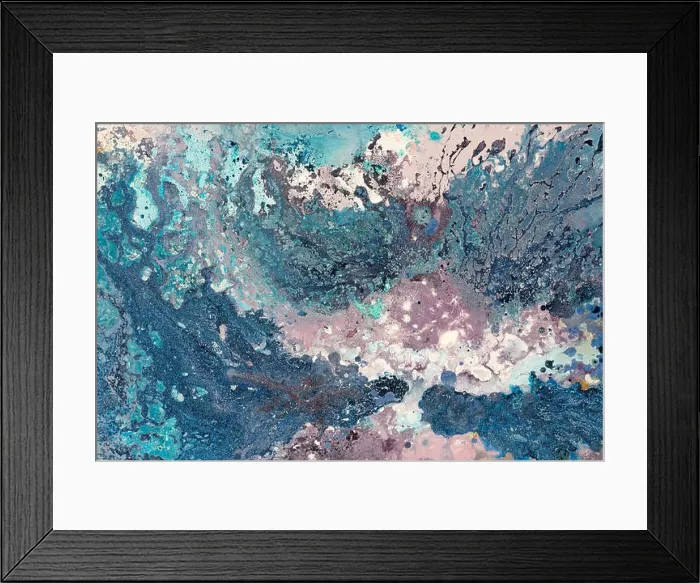Framed Print : Painting on canvas. Pastos smears. Bright colors. Blue, purple Framed Print : Painting on canvas. Pastos smears. Bright colors. Blue, purple
