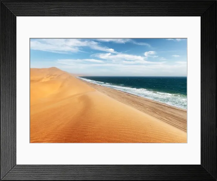 Framed Print : Namib desert and Atlantic ocean waves Framed Print : Namib desert and Atlantic ocean waves