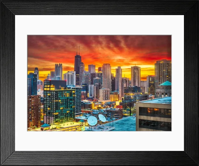 Framed Print : Chicago, Illinois, USA downtown city skyline at dawn Framed Print : Chicago, Illinois, USA downtown city skyline at dawn